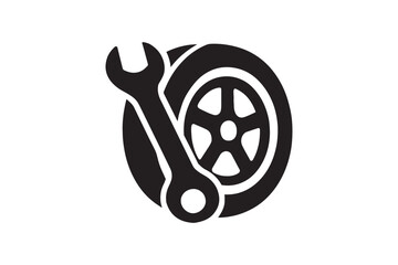 Tire Change silhouette vector with white background