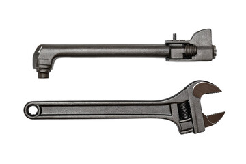 Tool set flat-lay — wrench, spanner & T-handle, no background