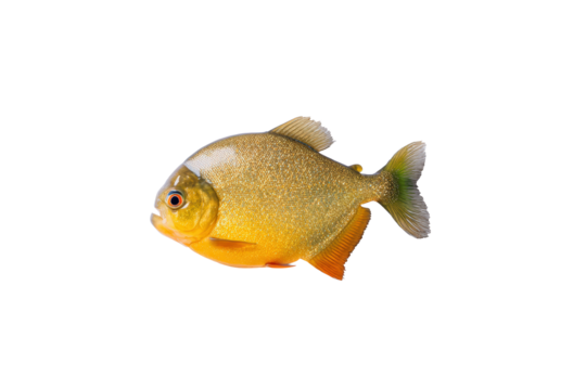 Flat-lay photo whole piranha fish, no background