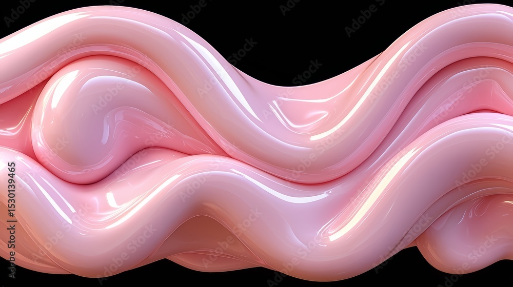 Poster pink wave made of a material that looks like it's made of jelly. the wave is long and curvy, and it 