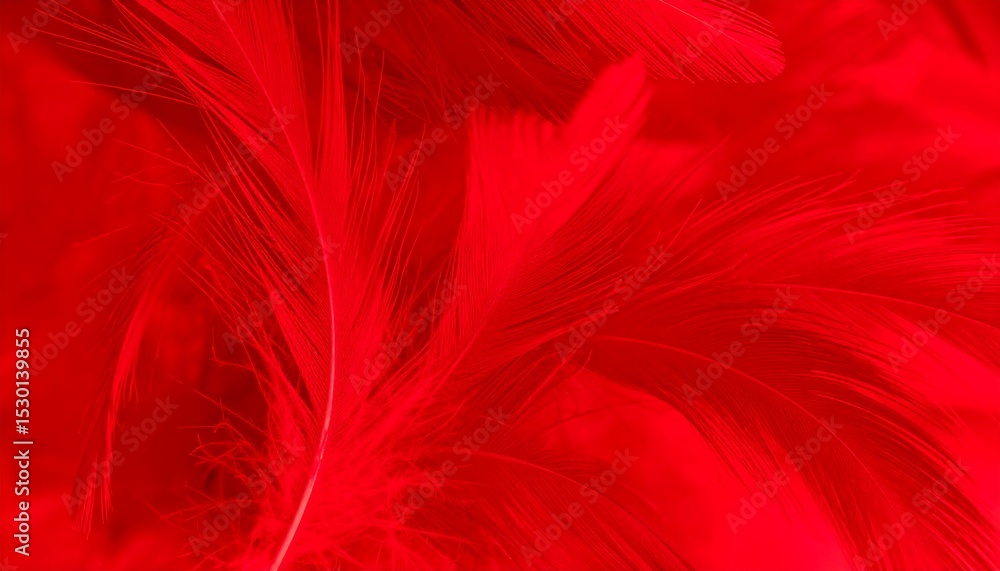 Poster red feathers close up with soft texture.