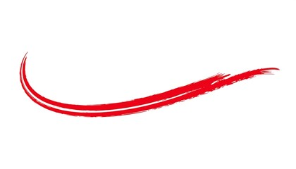 Red swoosh with paint stroke, and white background.