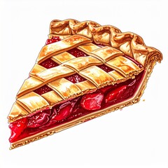 A Slice of Cherry Pie with Lattice Crust