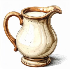 Cream Pitcher Illustration: Speckled Beige Ceramic Milk Jug