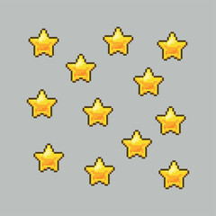 Yellow stars, pixel art illustration