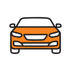 Obraz premium Automotive Emblem: A vibrant, eye-level depiction of a streamlined automobile. Clean lines and solid colors highlight its iconic front profile.