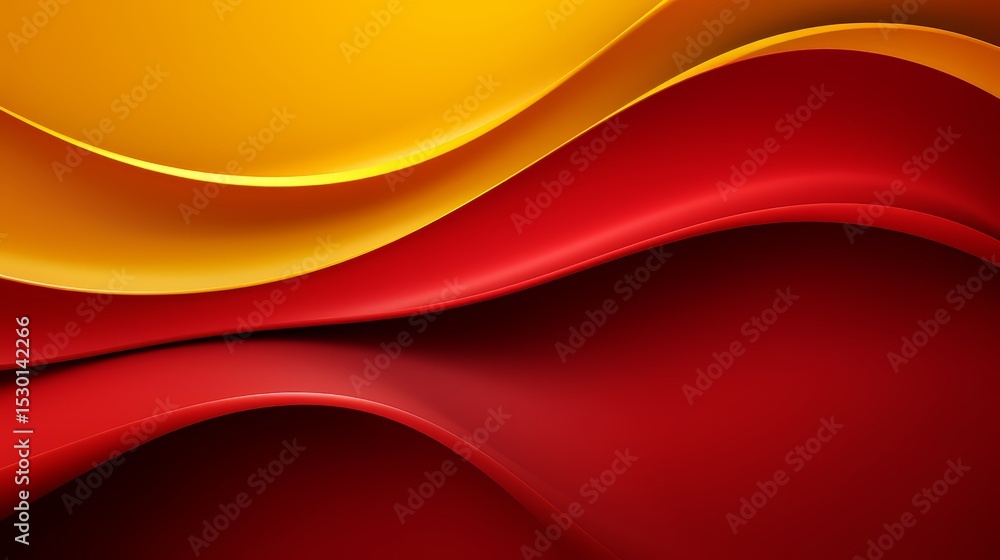 Poster red and yellow wave pattern. the red and yellow colors are bold and vibrant, creating a sense of ene
