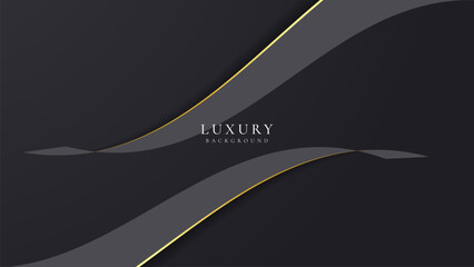 Abstract curve shape black and gold lines luxury background