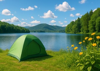 tent on the lake