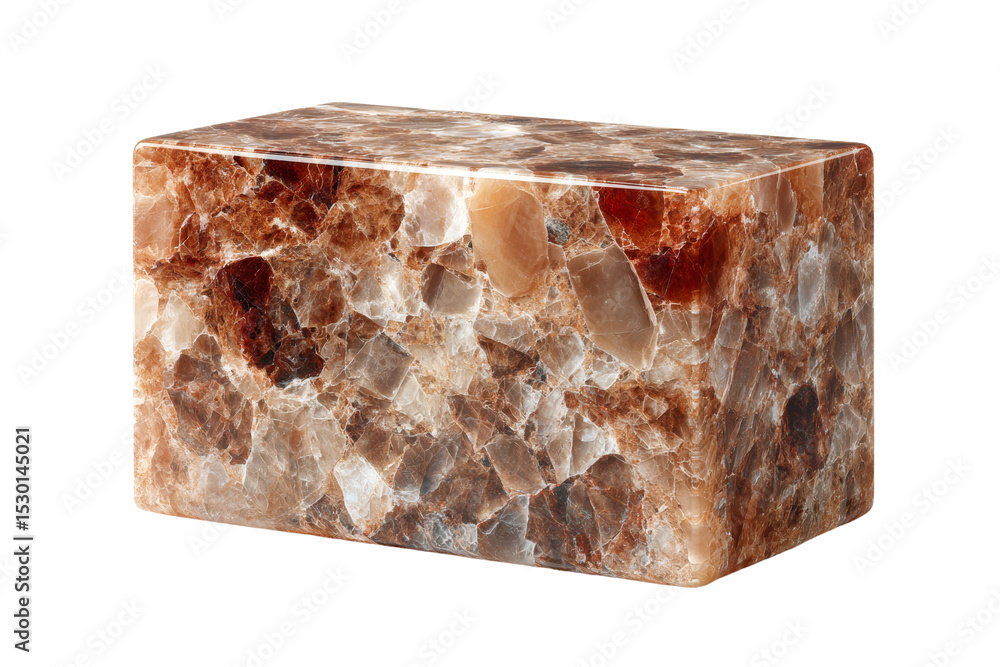 Poster a large block of stone with a brown and white pattern