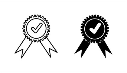 Approved icon set. Certified medal symbol isolated on white background icon Simple award sign
