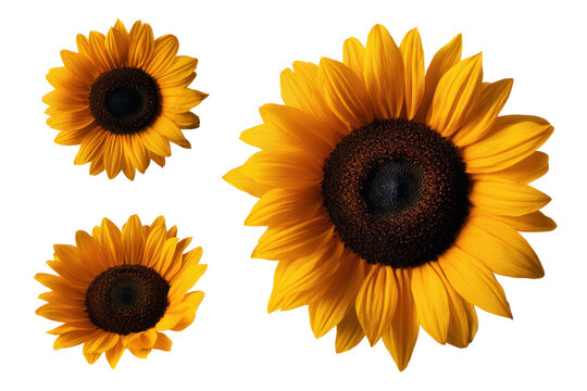 Macro of sunflower disk florets isolated on no-background