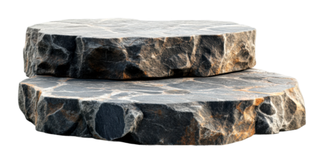 Layered dark stone textures natural setting high-quality 3d render artistic isolated on transparent background