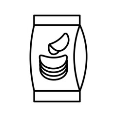 Potato chips line icon . Salty snacks vector symbol. vector illustration on white background
