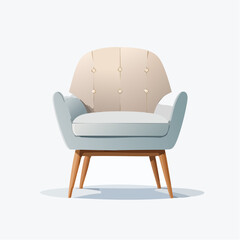 Vector of a modern accent chair with clean curves, perfect for home branding layouts.