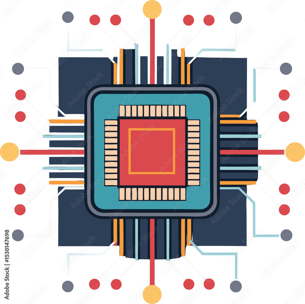 Fototapete abstract technology background with a vector illustration of a computer and modern digital elements 