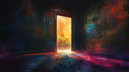 Abstract Doorway to a Bright Future: An Expressionist Painting Concept