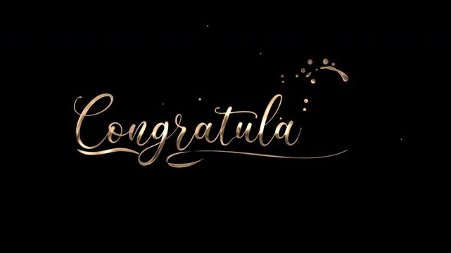 Gold calligraphy congratulation text animation