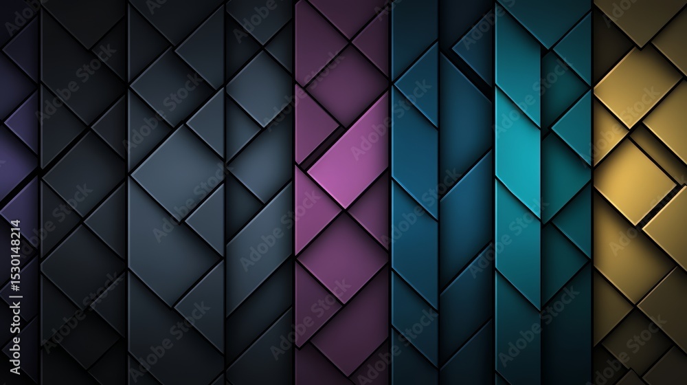 Aufkleber Series of squares in different colors and sizes. The squares are arranged in a way that creates a sense of movement and depth. The colors and shapes of the squares create a dynamic