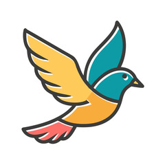 Vibrant Bird in Flight Colorful Avian Illustration