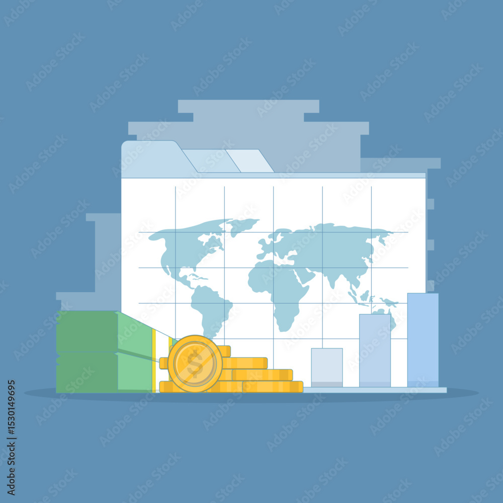 Poster financial data concept or investment market profit report. business data analysis. analysis tab with