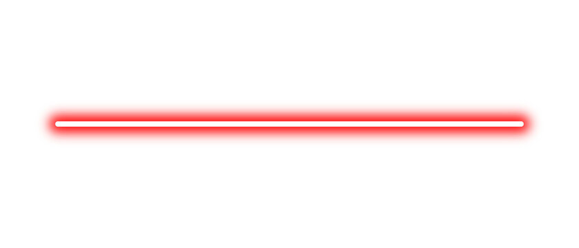Red neon line glowing isolated on transparent black background. Futuristic neon light stripe, glow sparkle effect, glowing line element, blur light trail. PNG design element
