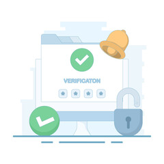 User verification concept, security system. verification check mark. receiving OTP code. one time password for protection. cyber security, secure authentication. flat design illustration.