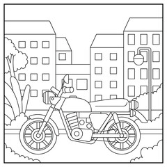 Motorcycle Coloring Page Vehicle Illustration	
