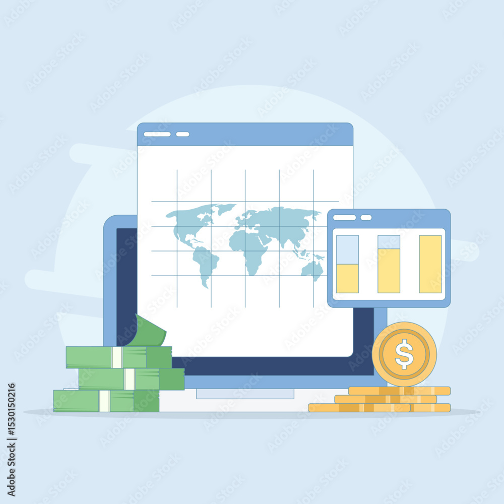 Aufkleber financial data concept or investment market profit report. business data analysis. analysis tab with
