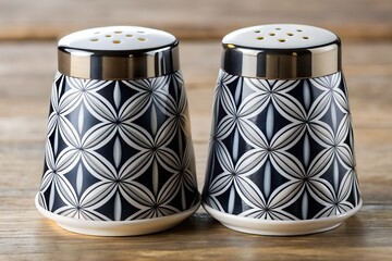 Geometric salt and pepper shakers as modern accent for stylish kitchen decor