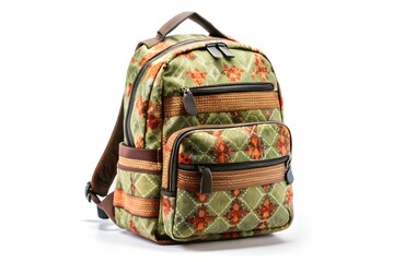 Backpack with orange and green floral pattern for elegant travel and daily use