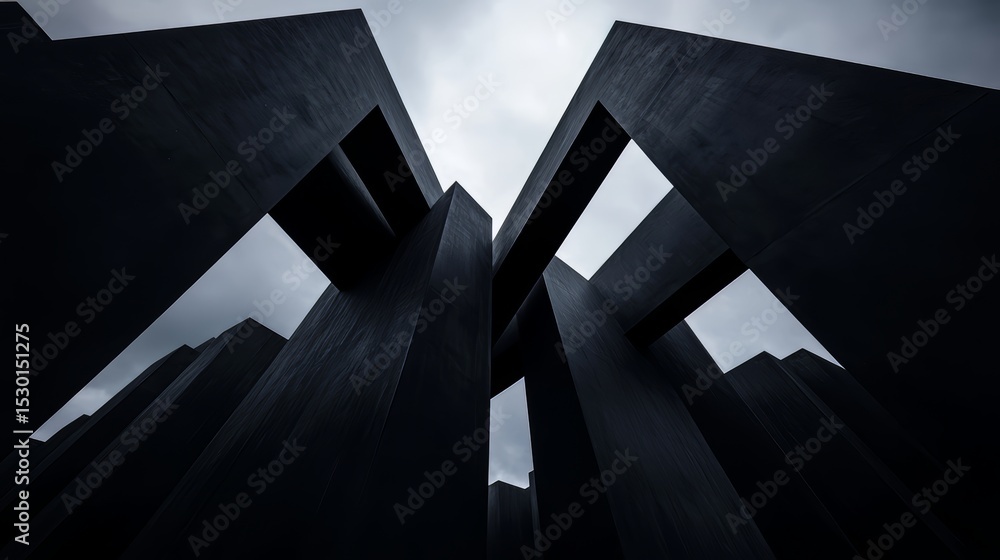 Poster the image is a black and white photo of a cityscape with tall buildings and a cloudy sky. scene is s