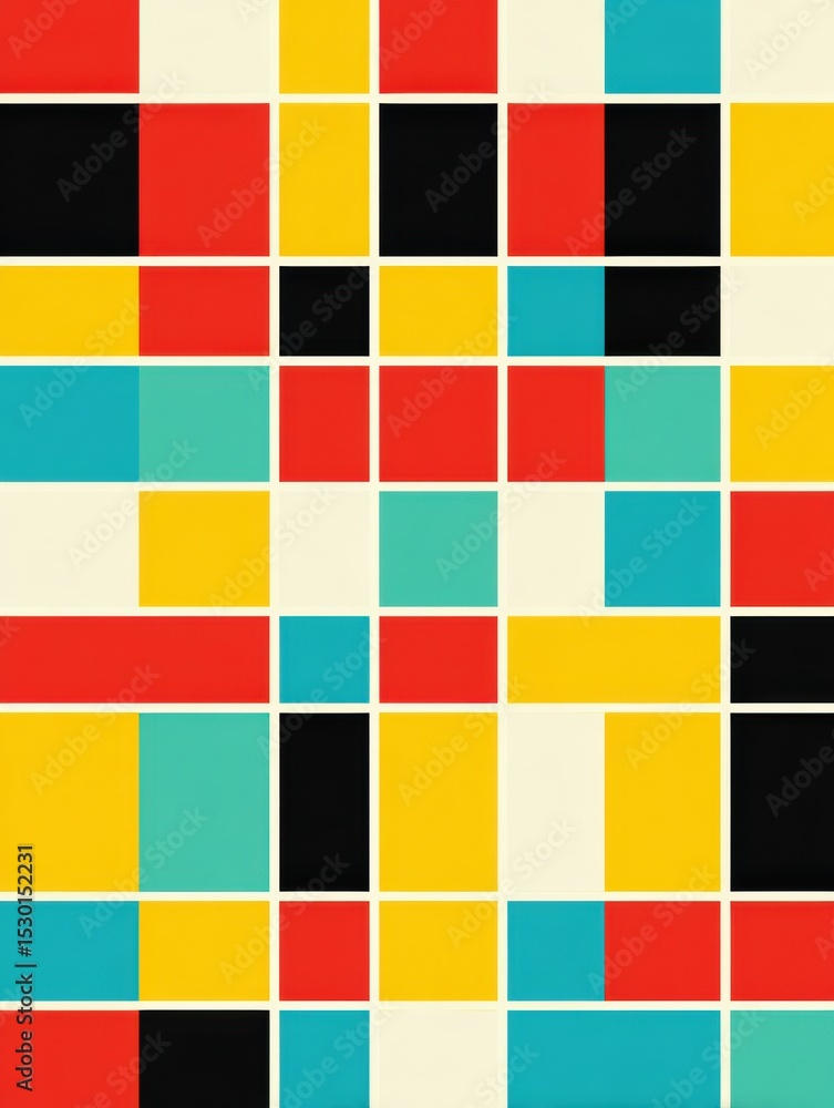 Aufkleber retro illustrated grid showcasing bold colors with space for text placement in a vibrant design
