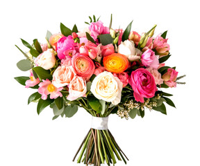 Vibrant flower bouquet arrangement for weddings floral studio indoor isolated on transparent background