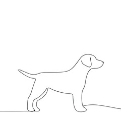 Fototapeta premium Simple line art illustration of a standing dog depicting outline drawing with minimalistic style.