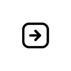 Right arrow icon in black square for next or continue navigation in apps and websites
