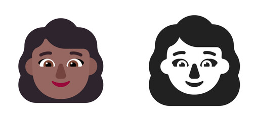 Woman Medium Dark Round Face Emoji