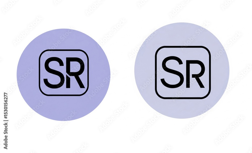 Poster sr initial logo on circular button | minimalist letter design for business branding and app icons