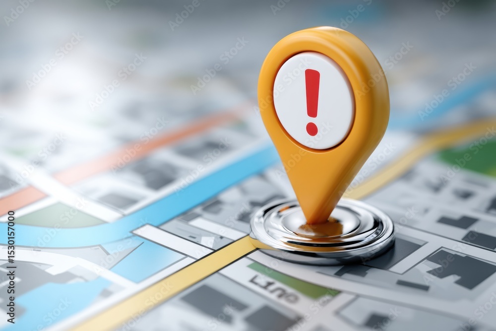 Leinwandbilder Network Error Symbol Displayed on a Digital Map Interface With Clear Left Side Indicating Connectivity Issues