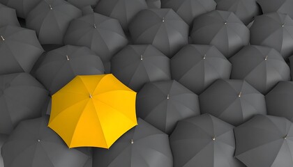 Yellow umbrella stands out from the crowd.