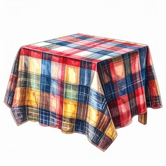 Patchwork Plaid Tablecloth on Wooden Table