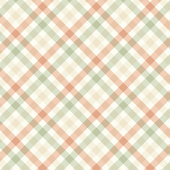 Soft Peach and Sage Diagonal Plaid Seamless Pattern