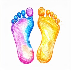 Colorful Crayon Footprints Illustration