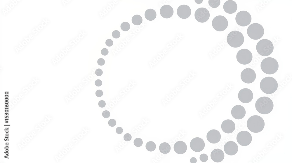 Poster White background with a gray circle of dots. The circle is not a perfect circle, but rather a series of smaller circles. The image has a simple and minimalistic feel to it