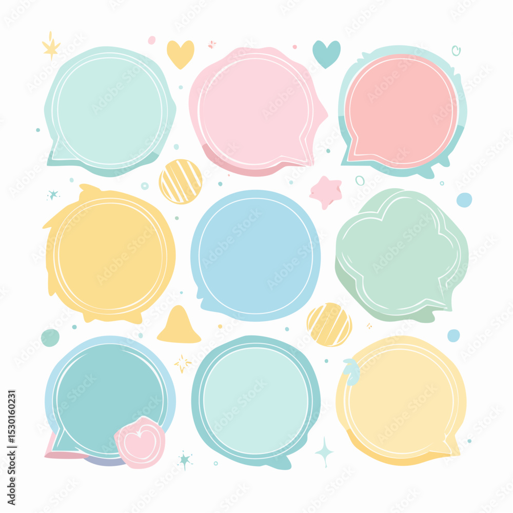 Poster vector of instagram-style layouts with blank highlight shapes and soft pastel frames, styled cleanly