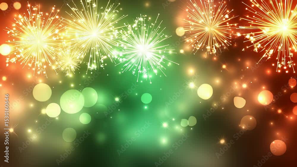 Poster vibrant fireworks display with bokeh lights background for celebrations and events