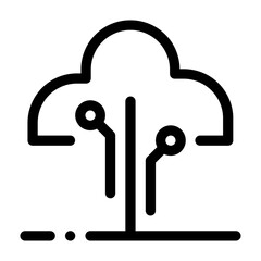 Icono de árbol digital. Tecnología verde, innovación ecológica y crecimiento inteligente. Árbol con ramas en forma de circuitos. Ilustración vectorial