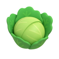 Stylized illustration of a light green cabbage head surrounded by its outer leaves, isolated on white.