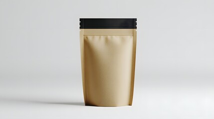 A brown kraft paper stand-up pouch with black zip