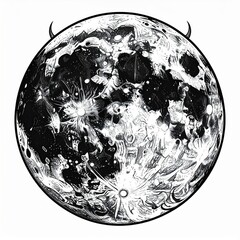 Naklejka premium Dark Moon with Devil Horns Illustration